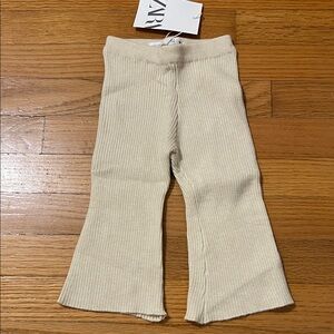Zara Kids Beige Ribbed Flare Leggings